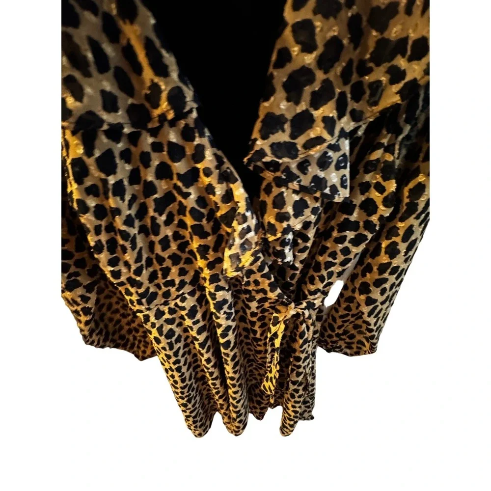 Free People Leopard Print Ruffle Wrap Mini‎ Dress Womens M
